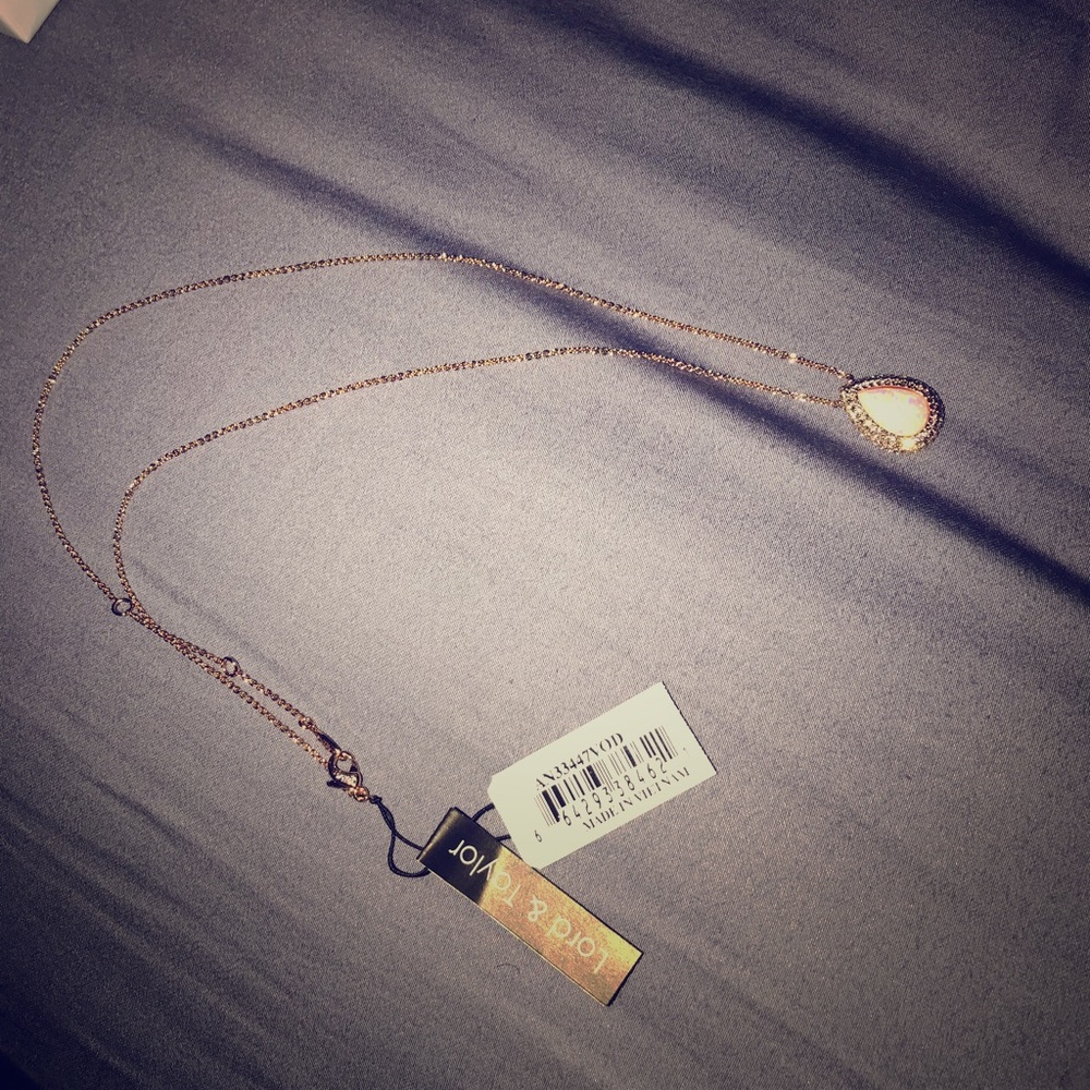 Rose Gold Tear Drop Jewel Necklace Lord & Taylor